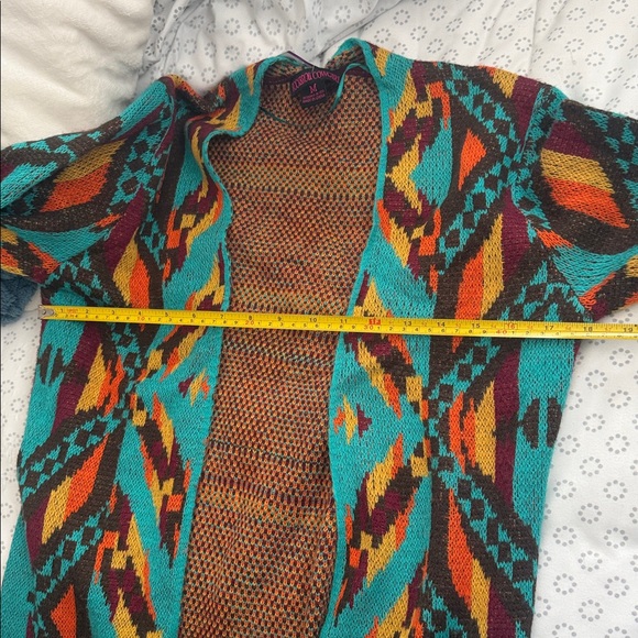 Colorful Geometric Patterned Long Cardigan - Picture 10 of 12